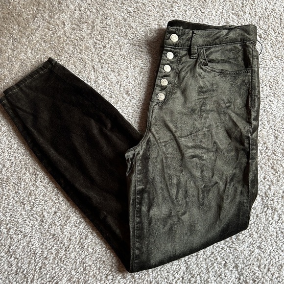 7 For All Mankind high waist ankle skinny jeans green velvet size 28 pants - Picture 2 of 6